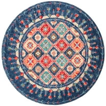 SAFAVIEH Aspen Christabella Geometric Wool Area Rug, Navy/Orange, 9' x 9' Round