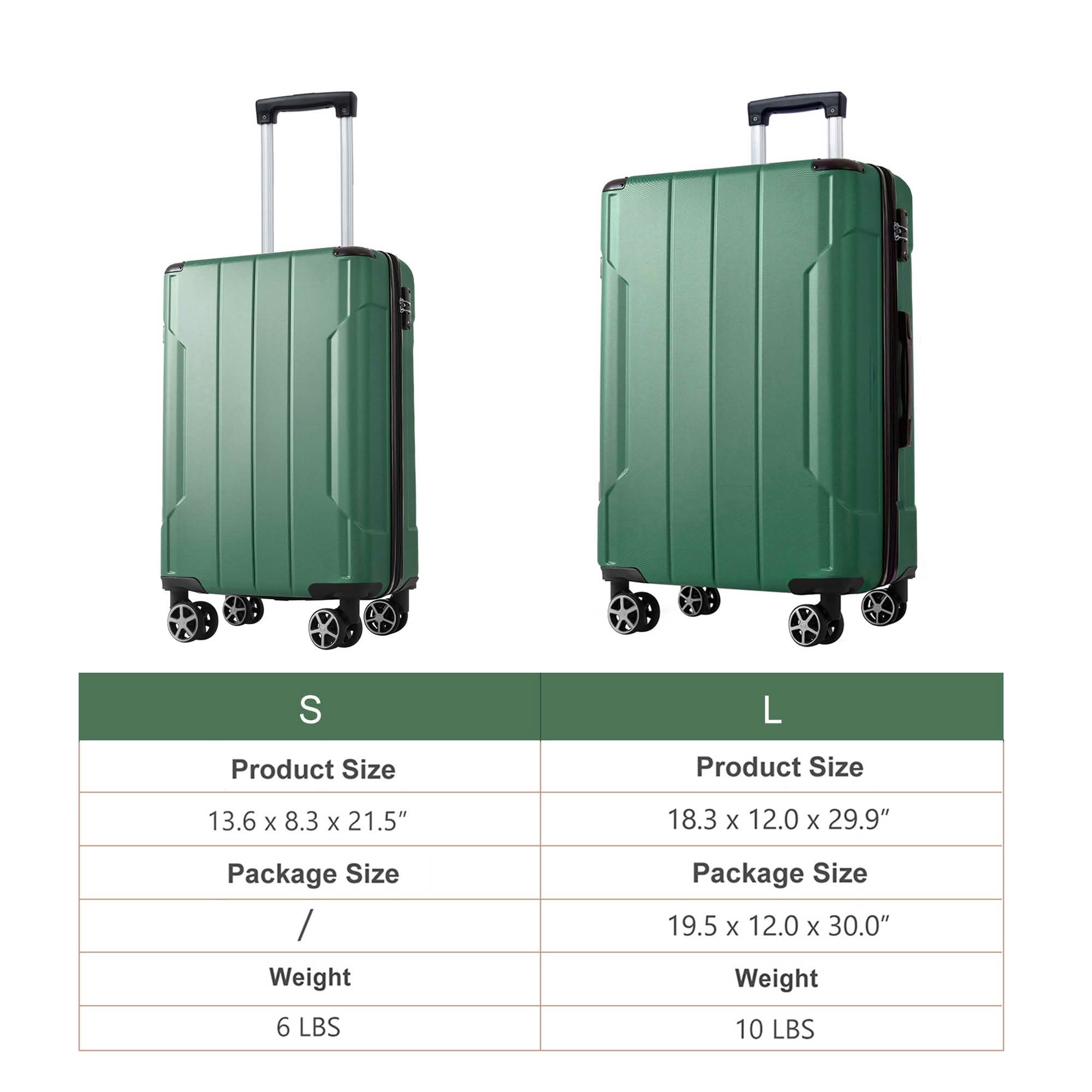 MAYEERTY 2 Piece 20+28Inch Expandable Hardshell Luggage Set, ABS Suitcases with Spinner Wheels, TSA Lock for Short and Long Distance Trave