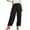 Black, variant on Womens Wine Wide Leg Corduroy Pants - Relaxed Fit Elastic High Waist Ankle Pants with Drawstring Waist & Patch Pockets M,Size M