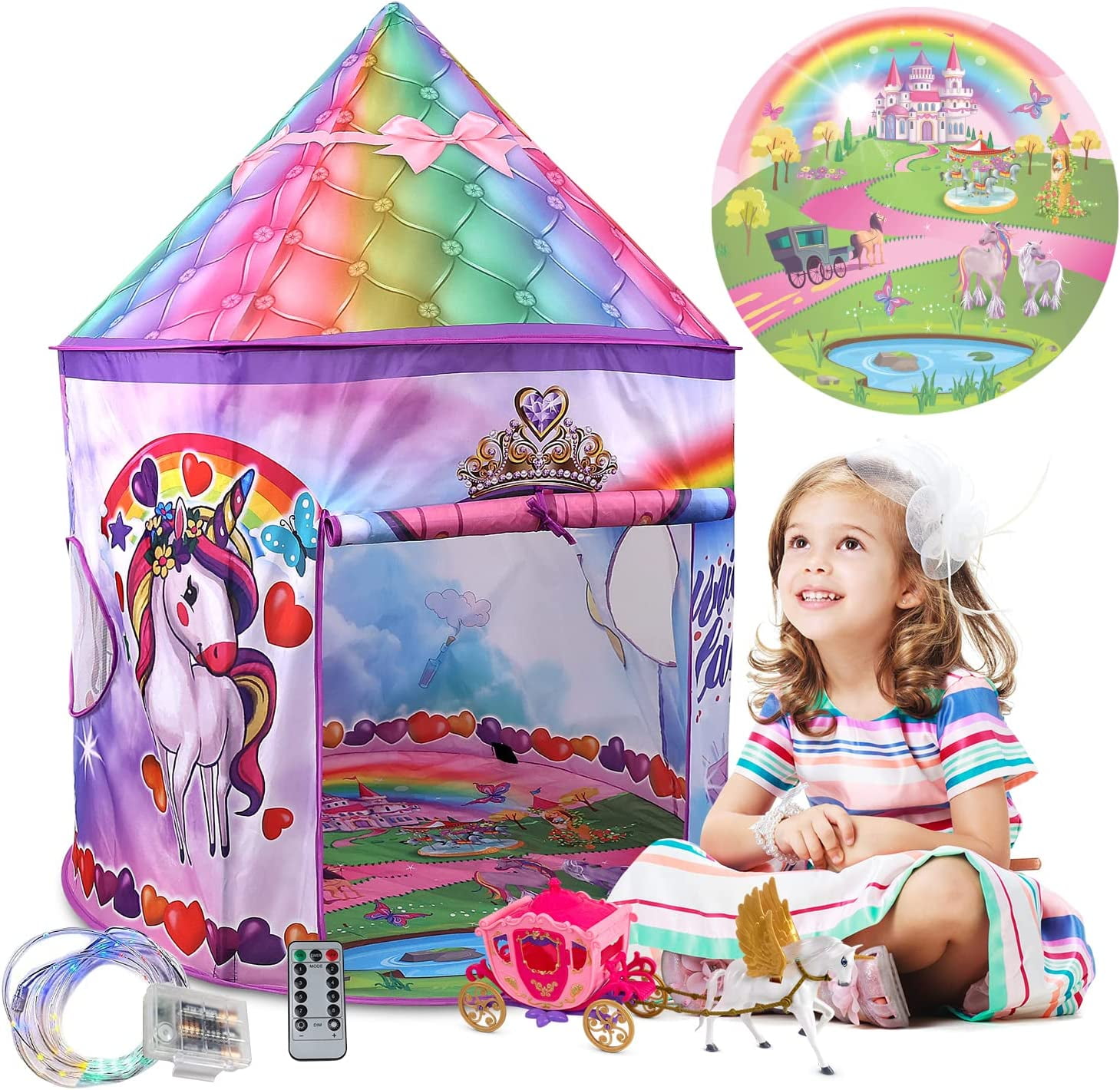 Homeries Unicorn Kids Tent Sturdy, Large Play Tent Castle Set with