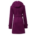 thumbnail image 3 of Women Fall Jackets Double Breasted Pladi Hooded Lapel Wool Trench Coat With Belt Plus Size Lightweight Outwears, 3 of 3