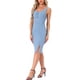 thumbnail image 4 of Vestido de mezclilla sin mangas con cremallera en el cuello y abertura lateral para mujer Inspire Chic, color azul claro, talla M, 4 of 6