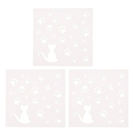 Zehuanyu  3 PCs DIY Hollow Stencils Cat Board Small Scrapbooking Painting White