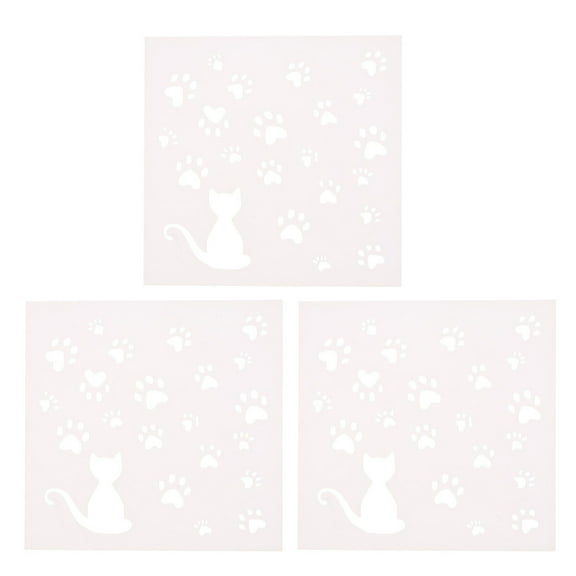 Zehuanyu  3 PCs DIY Hollow Stencils Cat Board Small Scrapbooking Painting White