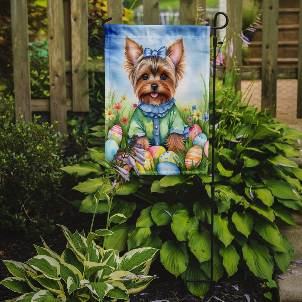 Yorkshire Terrier Easter Egg Hunt Garden Flag 11.25 in x 15.5 in