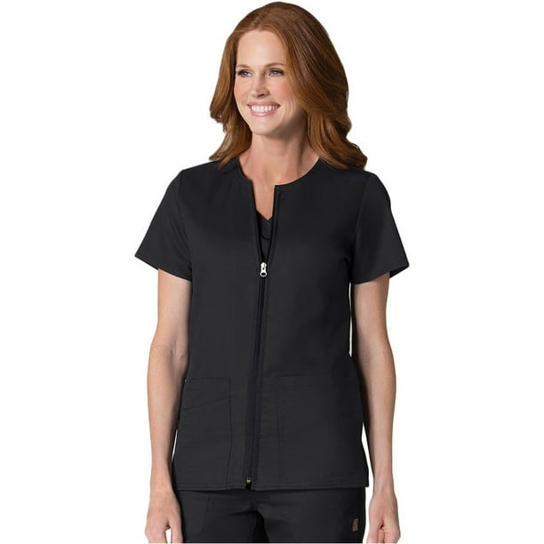 EON EON Women's COOLMAX® Short Sleeve Zip Front Solid Scrub Jacket