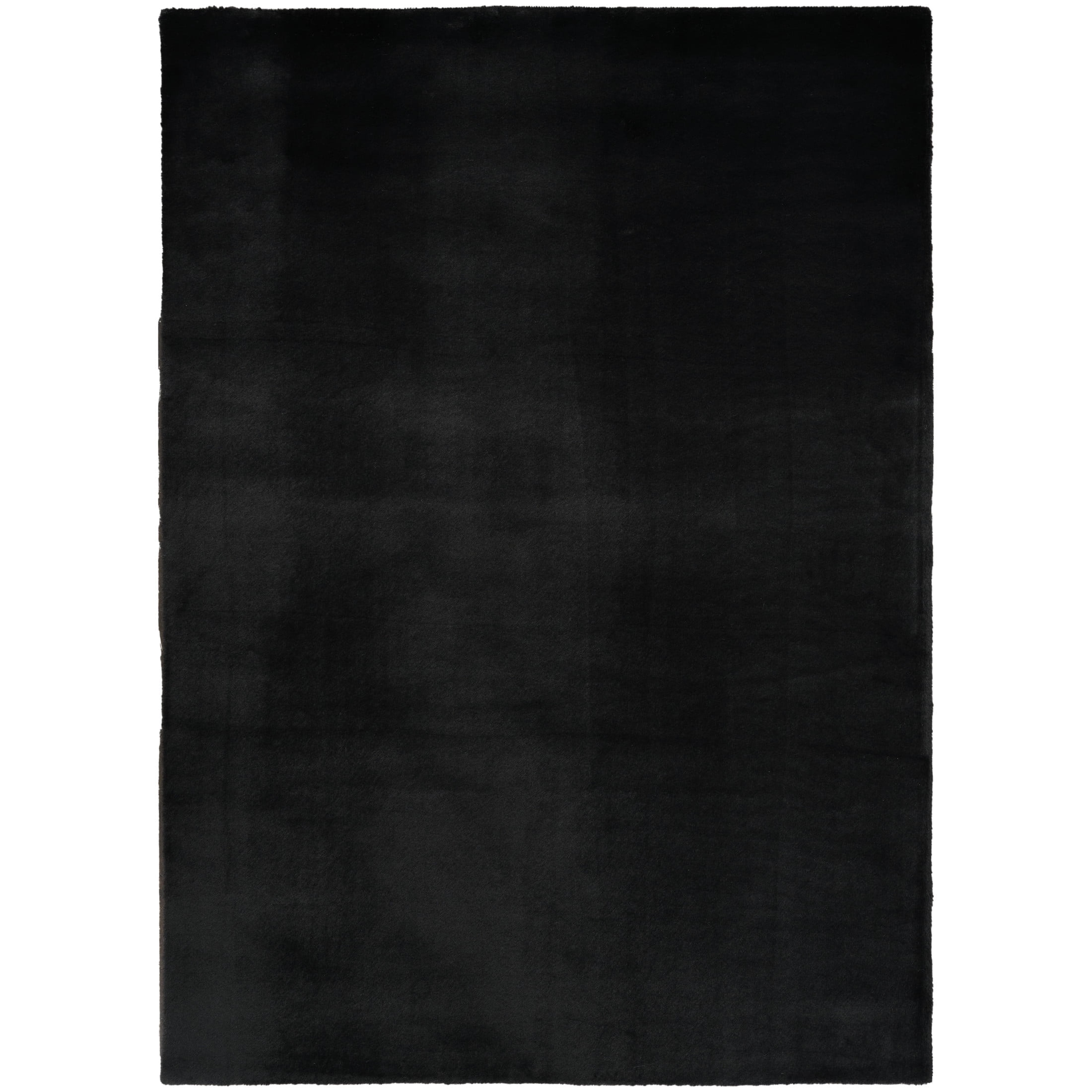 Nourison Soft Plush Rabbit Fur 7'6" x 9'6" Black Contemporary Indoor Rug