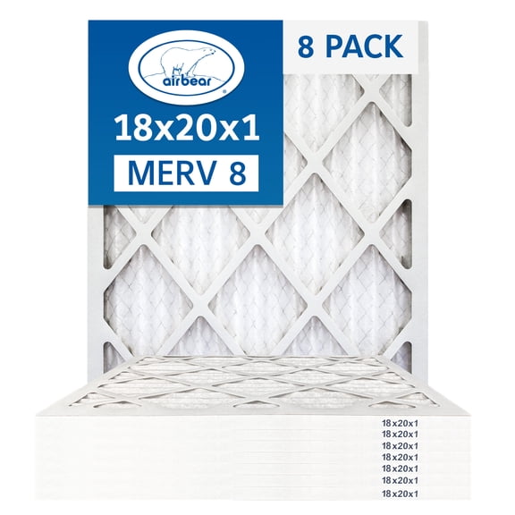 Air Bear MERV 8 18x20x1 Pleated Air Filter 8-pack (Actual Size: 17.5x2x19.5x.75)