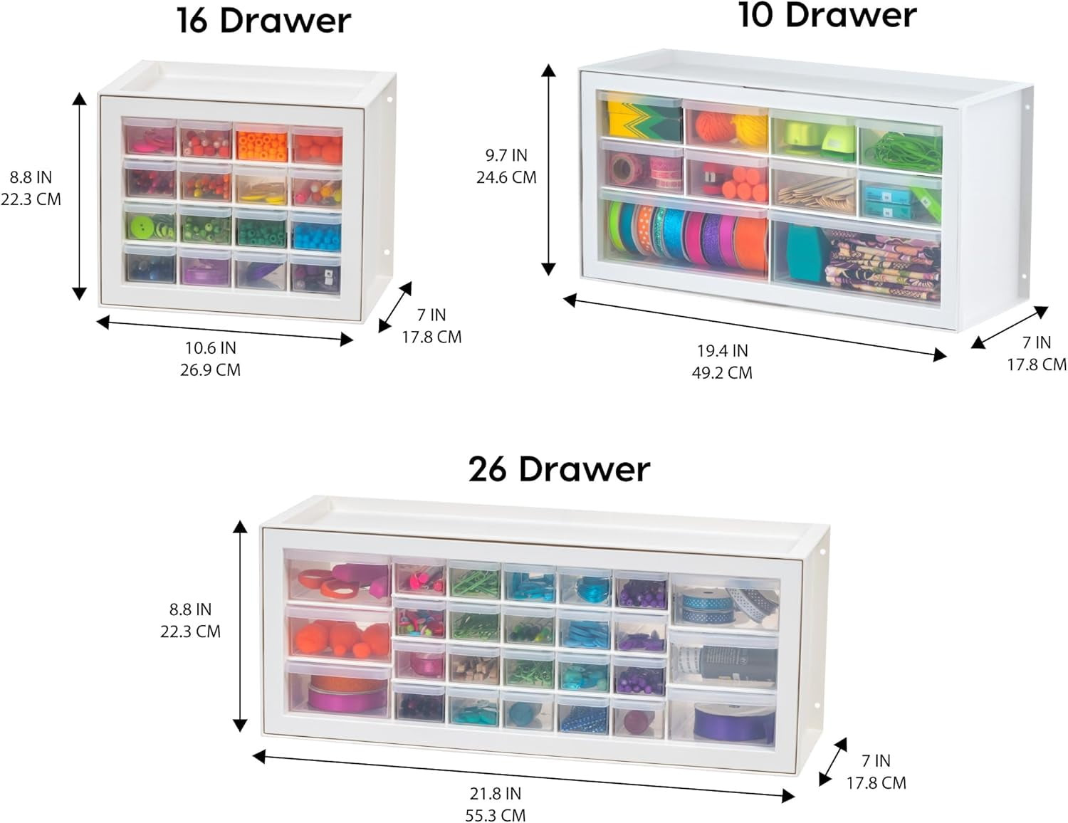 IRIS Small Drawer Organizer Storage, 10-Drawer Craft Cabinet, 2Pk