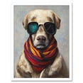 thumbnail image 1 of Dog Fashion Labrador Sunglasses Scarf And Jacket Illustration Art Print Framed Poster Wall Decor 12x16 inch, 1 of 5