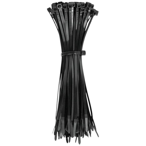 Klein Tools 450-200 100-Piece 7.75 in. 50 lbs. Tensile Strength Heavy Duty Nylon Cable Zip Tie Set - Black