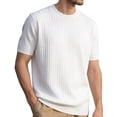 thumbnail image 2 of Mens T-Shirts Summer Plain Casual Crew Neck Short Sleeve Ribbed Knit Basic Tops Office Shirts, 2 of 4