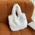 thumbnail image 6 of Biekopu Fashion Long Plush Tote Bags for Women Girls Cute Solid Color Large Capacity Handbag Simple Shoulder Bags, 6 of 7