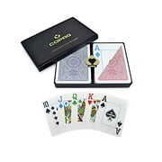 Copag 4-Color Dual Deck Set - Index Jumbo Taille Poker Rouge / Bleu - Cartes à jouer 100% plastique avec vitrine de protection
