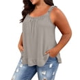 thumbnail image 3 of Aoochasliy Women Plus Size Camisole Tank Top with Lace Ruffled Hem Sleeveless Cami Blouse Casual Solid Color Spaghetti Straps Soft Lightweight Loose Fit Stretch Top, 3 of 9