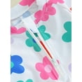 thumbnail image 5 of Bagilaanoe Toddler Baby Girl One-Piece Swimsuit Floral Print Long Sleeve Zipper Rashguard Swimwear 3M 6M 12M 18M 24M 3T Kids Ruffle Bathing Suit, 5 of 7