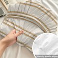 thumbnail image 4 of King Size Fitted Sheet Set - Brown Stripes 3 Piece Bedding Sets 16" Deep Pocket Fitted Sheet with 2 Pillowcases, Farmhouse Vintage Lines Rustic Geometric Brushed Microfiber Hotel Luxury Bed Sheets, 4 of 9