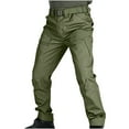 thumbnail image 5 of hoksml Men's Ripstop Cargo Pants Solid Color Elastic Waist Multiple Pockets Work Trousers Windproof Waterproof Outdoor Hiking Travel Pants, 5 of 9