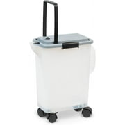 PetFusion BetterBin Portable Cat Litter Storage Bin Container with Wheels, For Dry Cat and Dog Pet Foods, Holds Up To 25 lb/10 Gallons, White