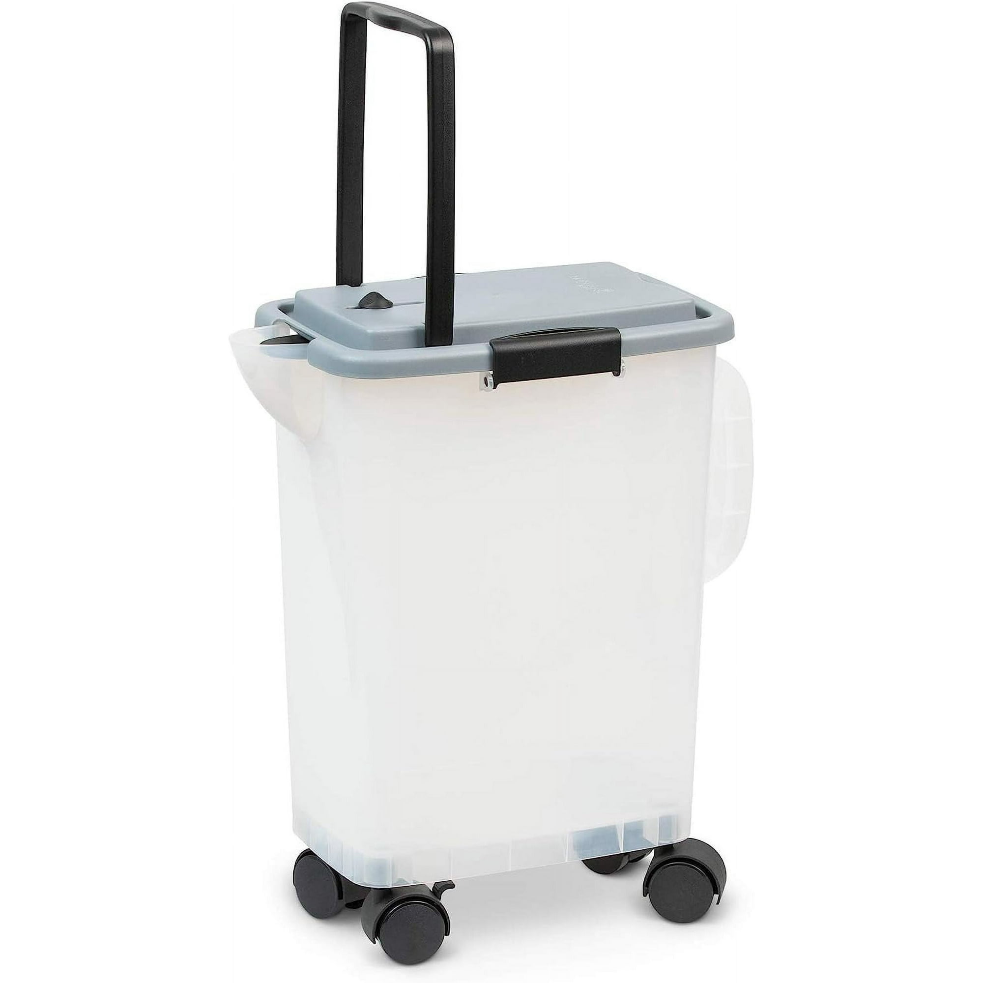 PetFusion BetterBin Portable Cat Litter Storage Bin Container with Wheels, For Dry Cat and Dog Pet Foods, Holds Up To 25 lb/10 Gallons, White