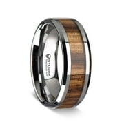 Thorsten Zingana | Titanium Rings for Men | Lightweight Titanium | Comfort Fit | Beveled Edges Titanium Ring with Real Zebra Wood Inlay - 8 mm