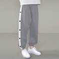 thumbnail image 2 of Mgmyaa Boys Joggers Pants with Side Snap Detail Cotton Sweatpants Elastic Waist Casual Sports School Wear for Kids, 2 of 4