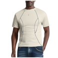 thumbnail image 1 of TSADFHJI Mens Ribbed Tank Tops Christmas Mens T Shirt Oversized Reflective Strip Suede Tee with Star Detailing L Beige, 1 of 7
