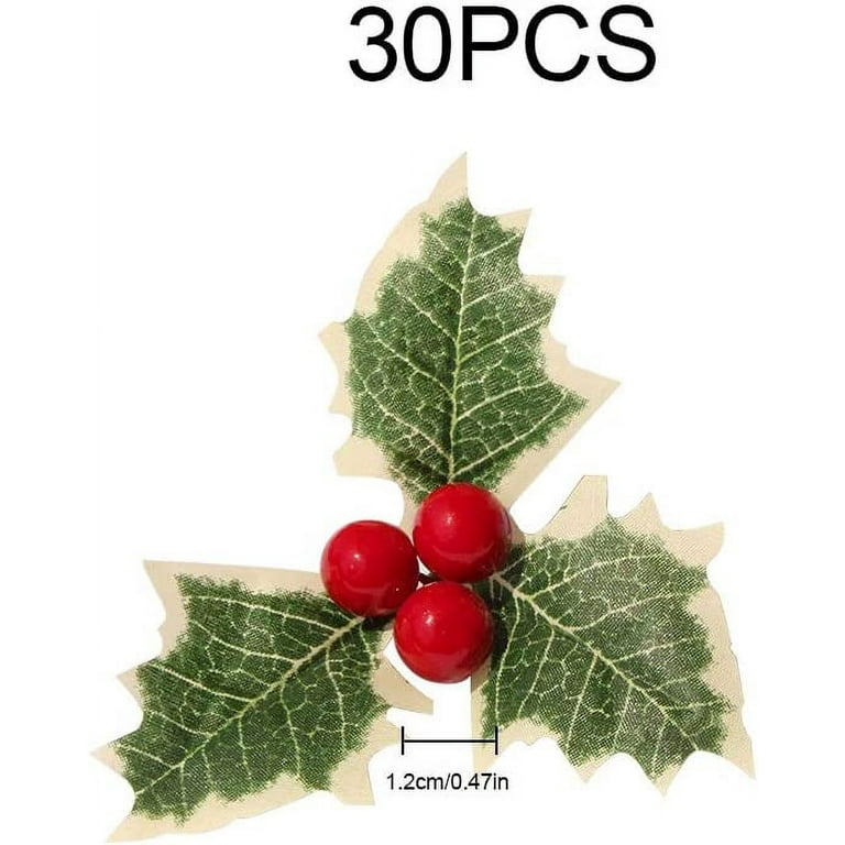JFBUCF Artificial Christmas Red Berry Picks, 10pcs Artificial Holly Berry  with Green Leaves for Xams Wreath Arrangement Cake Topper Gift Box