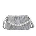 thumbnail image 3 of Bolso de hombro de PU sólido con cremallera para mujer joven, novedad de verano 2024, bolso cruzado portátil con volantes y cuentas de terciopelo de alta calidad., 3 of 5