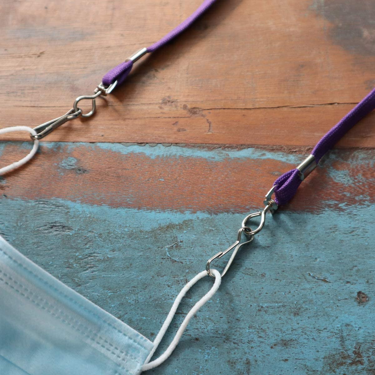 5 Pack -Face Mask Lanyards - Smaller Size with Safety Breakaway Clasp - Small Size Ear Saver Holder with Swivel J Clips - Short 12.5" Length by Specialist ID (Purple)