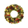 thumbnail image 4 of Corona navideña con luces, simulación de corona navideña de bayas rojas, corona de invierno, corona para puerta de entrada, celebración en la ventana, 4 of 10