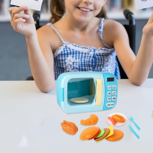 Juego de cocina para microondas, juego de cocina, juguetes, accesorios en miniatura, mini juguete para microondas para regalos de cumpleaños para niño 13 Uds.