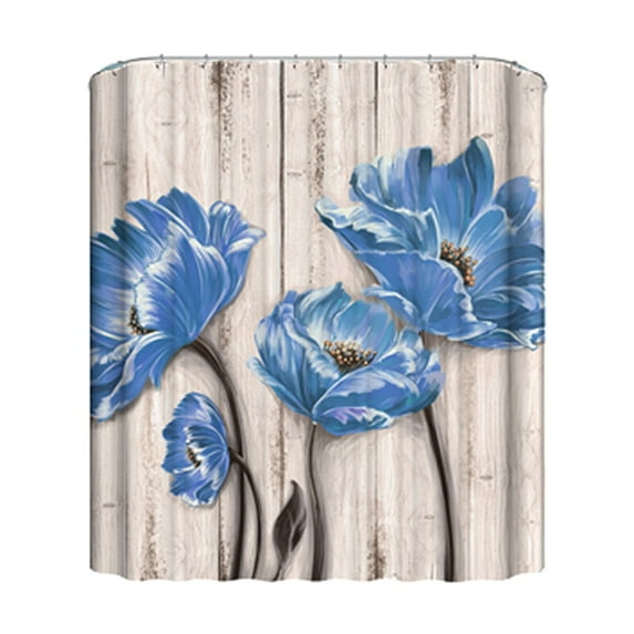 Prettyui-3D Digital Printing Waterproof Bathroom Shower Curtain Toilet Lid Cover Door Mat Set Home Decoration