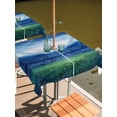 thumbnail image 2 of Outdoor Tablecloth with Umbrella Hole for Patio/Picnic/Party/Camping, Football Stadium Waterproof Table Cloth Square Cover Washable, Blue Green Sport Modern Art (60"x 60"), 2 of 9