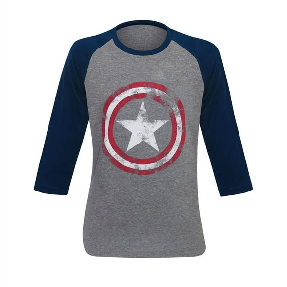Captain America T-shirt de Baseball Bouclier Gris