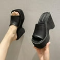 thumbnail image 4 of Lovskoo 2024 Women's Platform Wedges Sandals Open Toe Summer Ladies Slides Thick Soled Shoes Casual Slippers Black, 4 of 6