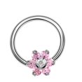 thumbnail image 1 of 1pc G23 Titanium Crystal Flower Captive Bead Rings Nose Hoop Rings Ear Cartilage Ring Lip Piercing Cbr Sexy Body Jewelry 16g, 1 of 5