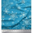 thumbnail image 1 of Soimoi Blue polyester Crepe Fabric Snow Flakes Floral Printed Craft Fabric by the Yard 52 Inch Wide, 1 of 5