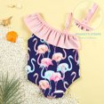 thumbnail image 2 of Gyratedream Flamingo One Shoulder Strap Adjustable Swimwear for Infant Toddler Baby Girls One Piece Swimsuit, 2 of 7