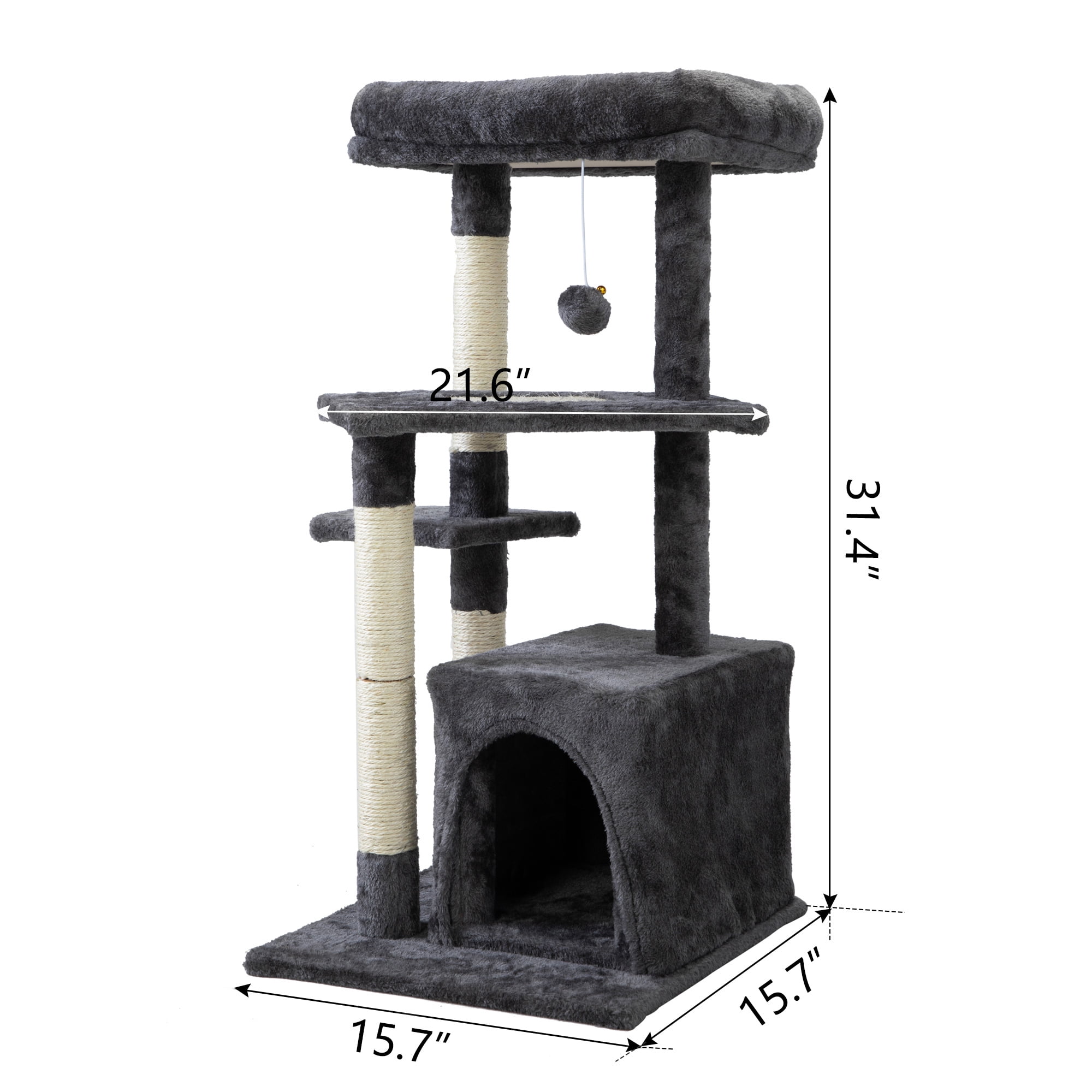Kepooman Cat Tree Cat Tower Cat Condo Sisal Scratching Posts with Jump Platform Cat Furniture Activity Center Play House, Light Gray Kepooman Cat Tree Cat Tower Cat Condo Sisal Scratching Posts with Jump Platform Cat Furniture Activity Center Play House, Light Gray