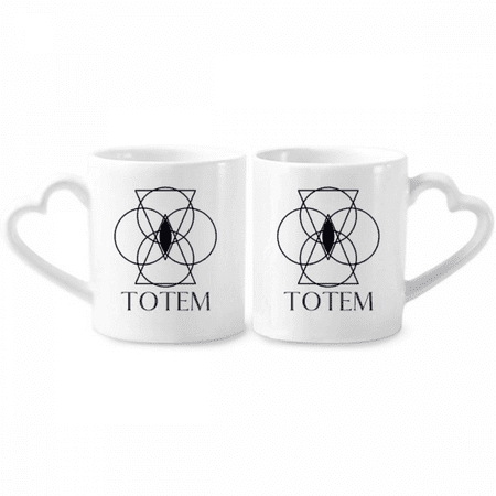 

Line Totem Circular Triangular Couple Porcelain Mug Set Cerac Lover Cup Heart Handle