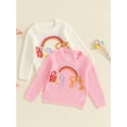 thumbnail image 4 of Aojekbee Newborn Baby Girl Sweater Casual Rainbow Letters Embroidery Warm Knitted Long Sleeve Pullover Infant Knitwear, 4 of 10