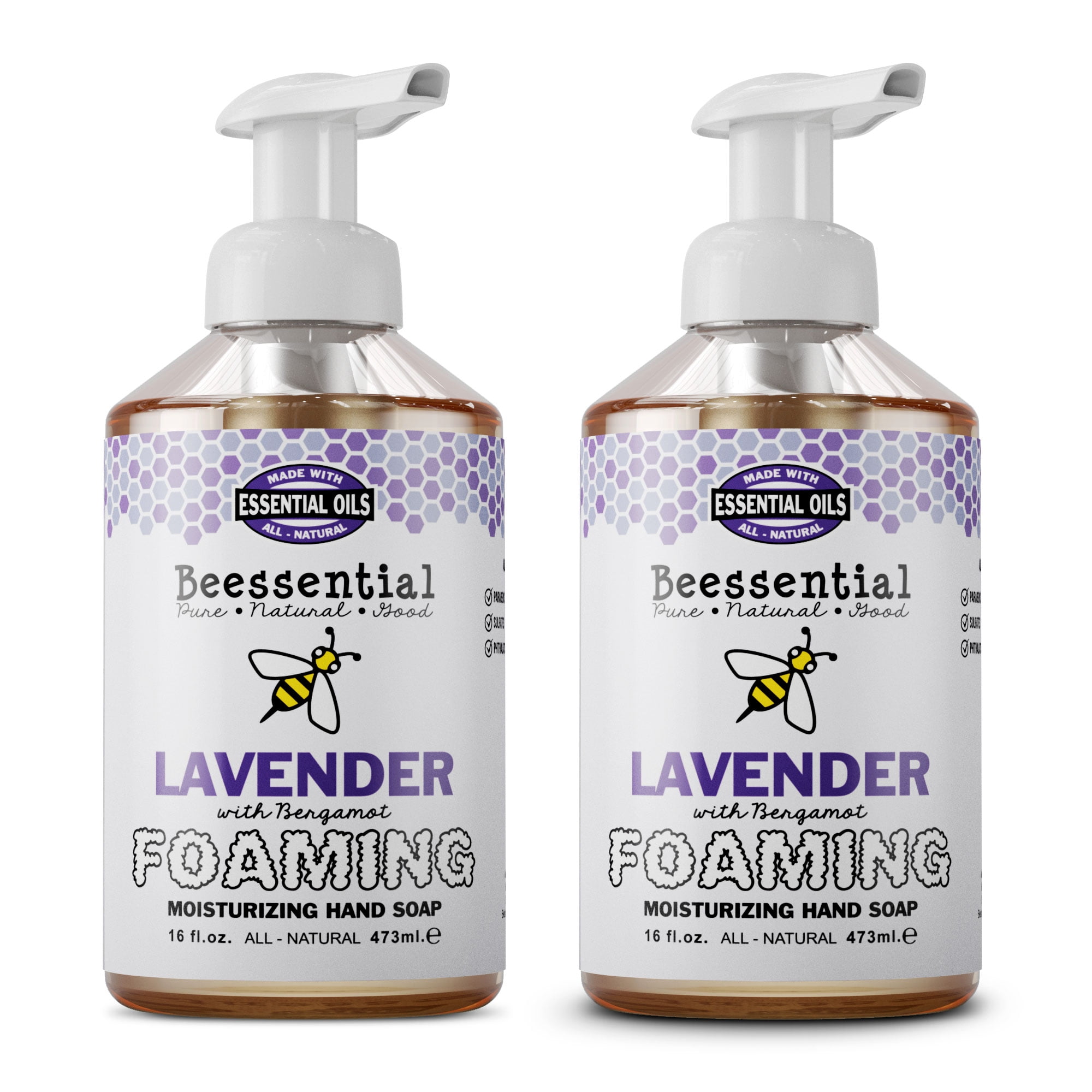 Beessential All Natural Foaming Hand Soap, Lavender and Bergamot Essential Oils, Made with