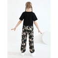 thumbnail image 6 of Usaibhir Girl Outfits Short Sleeve Printed Crop Tops + Camouflage Pants 2pcs Summer Clothes Set 7-14T, 6 of 13