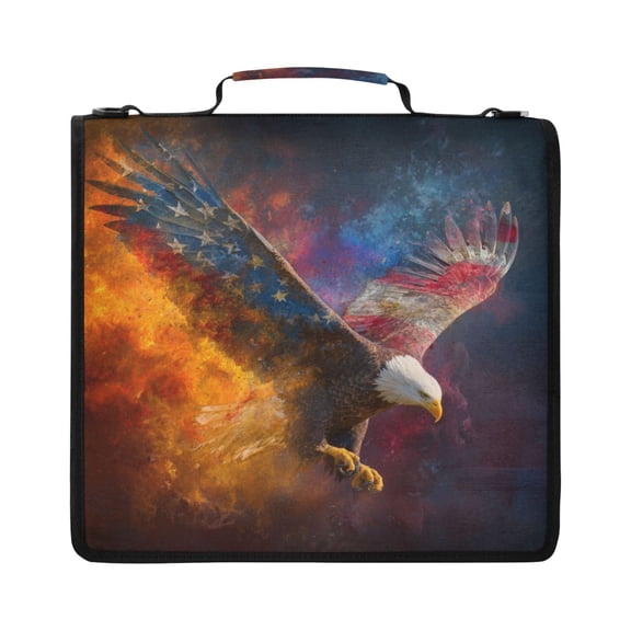 Zipper Binder with Shoulder Strap 2 inch 3 Ring Waterproof File Folder Organizer Bag 500 Sheet The Majestic Bald Eagle
