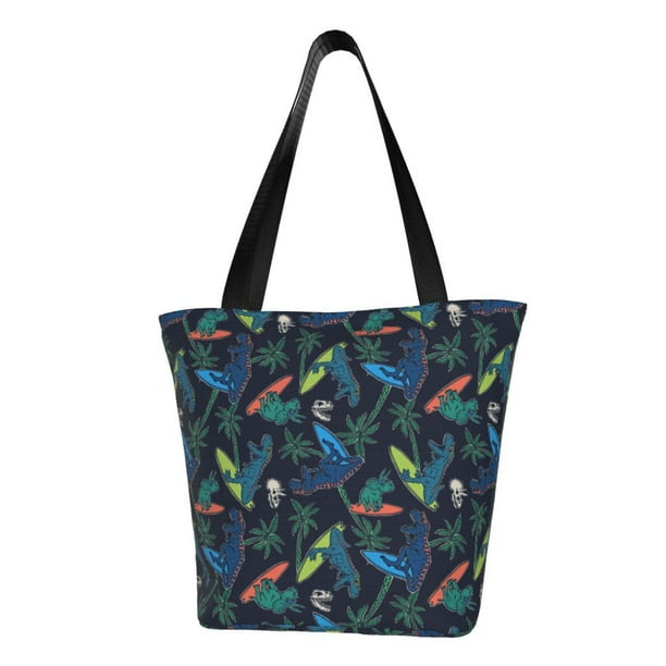 Fotbe Dinosaur Bolsa de Playa con Estampado, Bolsa de Hombro, Bolsa de Mano Espaciosa, Bolsa de Viaje Ligera, Bolsa de Compras Versátil