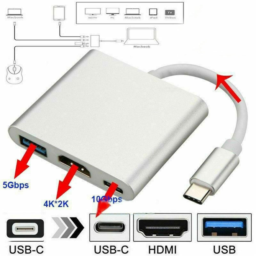 Ripley - USB C A HDMI BENFEI HUB USB TIPO C 2 PUERTOS USB-C A USB