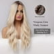 thumbnail image 2 of Pelucas rubias de 26 pulgadas de largo para mujer, pelo sintético natural, peluca rubia ombre con raíces oscuras, peluca sintética, pelucas onduladas sueltas, resistentes al calor, 2 of 5