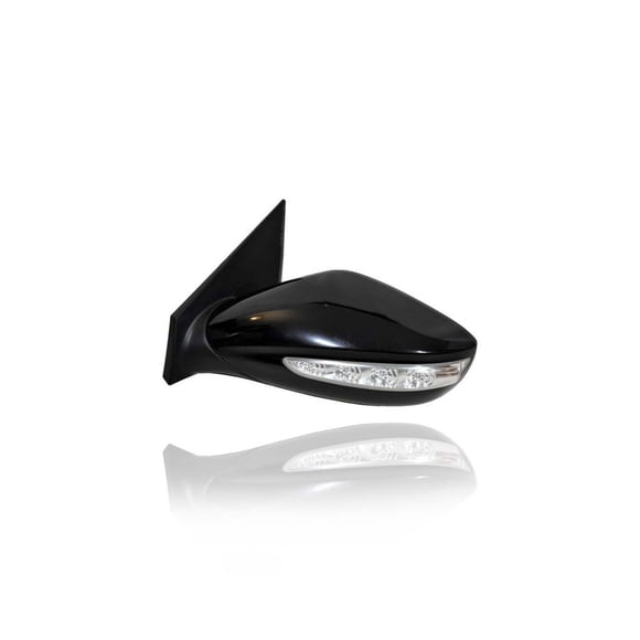 Door Mirror - Compatible/Replacement for '11-15 Hyundai Sonata Hybrid - Powered, Heated With Signal, Glossy Black - Left Hand - Driver - 876104R130