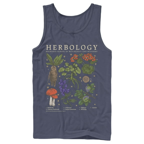 Men's Harry Potter Hogwarts Herbology Tank Top Navy Blue Small